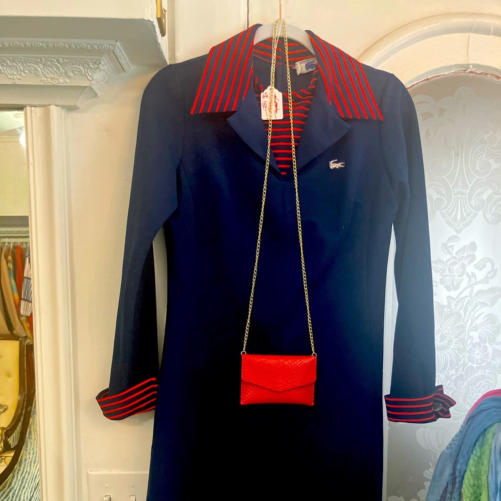 Lacoste Blue Dress with Red Stripes
